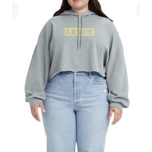 Levi's Women's Graphic Crop Seasonal Hoodie Sz XXL Light Sea Green New With Tag